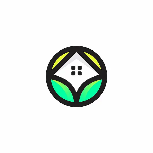 エコフレンドリーな家のロゴ ホームリーフのロゴデザイン — ストックベクタ