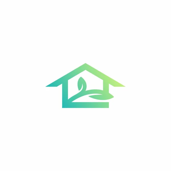 Nature Home ロゴデザイン リーフハウスロゴ — ストックベクタ