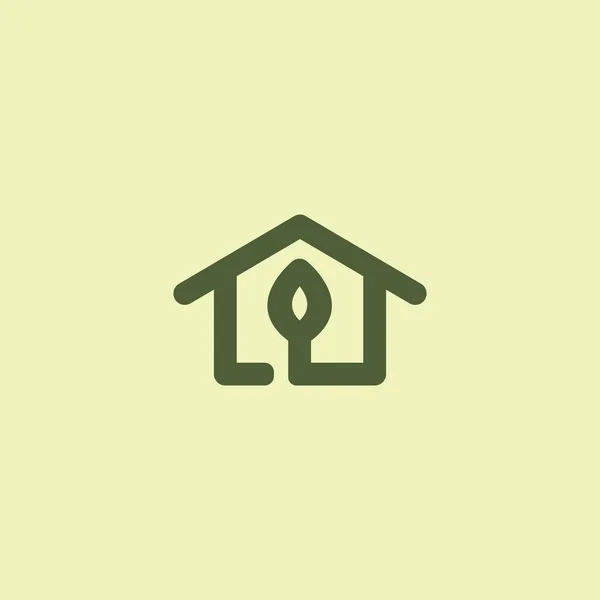 ホームリーフラインロゴ ネイチャーハウスベクター — ストックベクタ