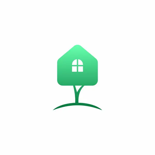 ツリーハウスのロゴ ホームリーフベクターデザイン — ストックベクタ