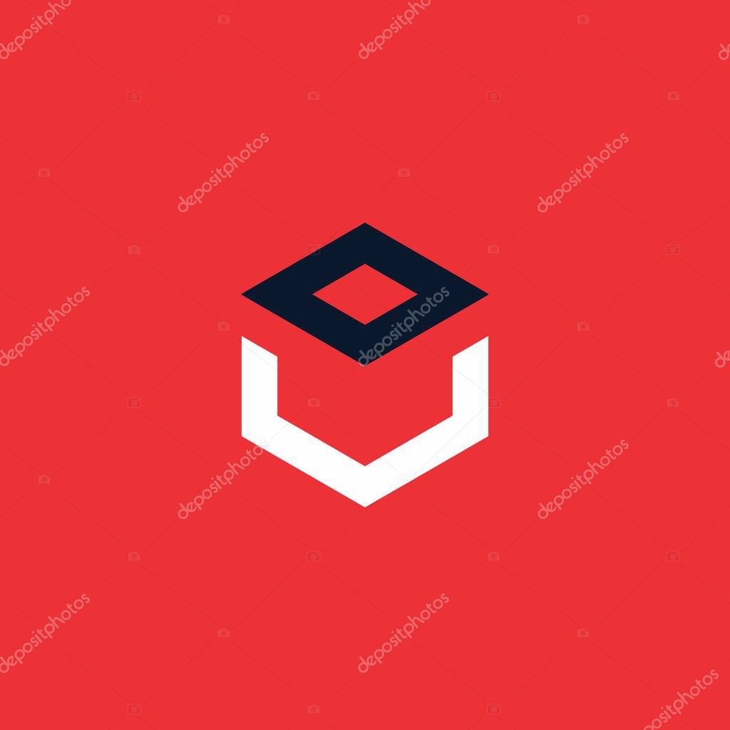 OU Logo Simple and Strong Design. Square logo. Hexagon logo