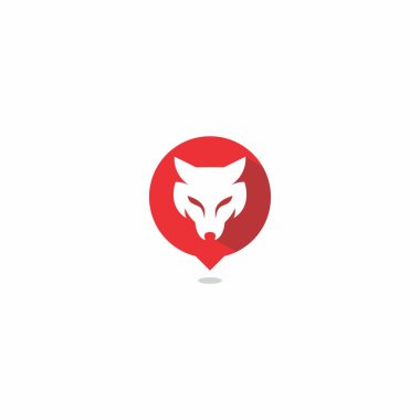 Kırmızı renkli Tiger Pin Logosu. Fox Simgesi Logosu