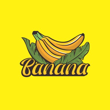 Muz İllüstrasyon Logosu, Muz Yaprağı Simgesi Basit Tasarım