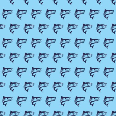 Kusursuz balık deseni, balık arkaplanı, mavi renkli duvar kağıdı.