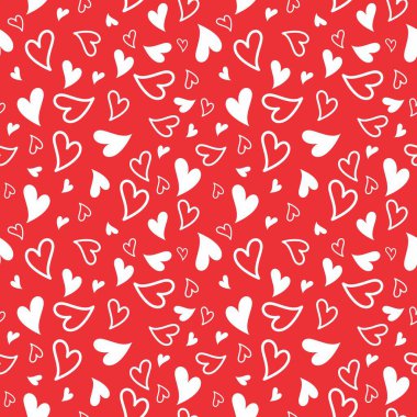 Sevimli karalama stili kalpler kusursuz vektör deseni. sevgi arkaplan vektörü