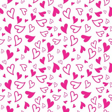 Sevimli karalama stili kalpler kusursuz vektör deseni. kalp arka planı