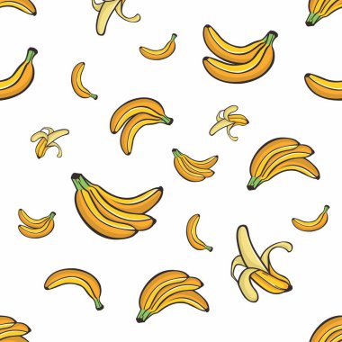 Güzel, kusursuz, tekrar eden muz. Kusursuz muzdan basit renkli desenli meyve