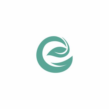 E harfi Yaprak Yeşil Logo Tasarımı. E Eko Doğa Vektörü İllüstrasyonu