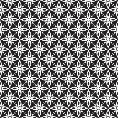 Döşeme Çiçeği Motif Vektörü Siyah ve Beyaz Renk. Talavera Deseni