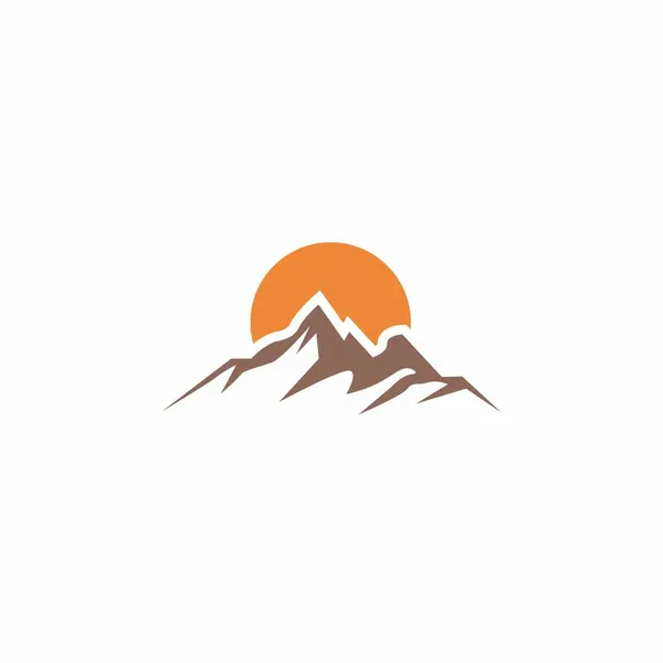 Güneş Dağı Logo Vektörü. Minimalist Peyzaj Dağı logosu