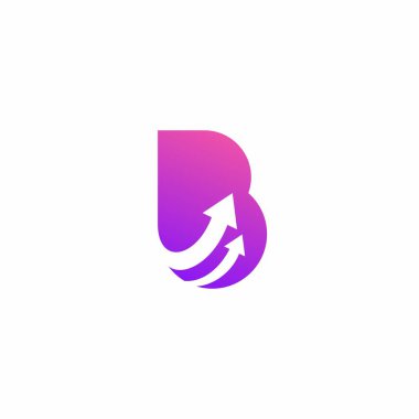 Harf B ok yukarı logo tasarımı. b finansal için başlangıç