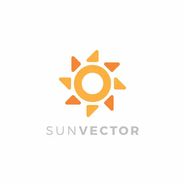 Güneş enerjisi logosu tasarımı. Güneş ve güneş paneli soyut sembolü. güneş simgesi