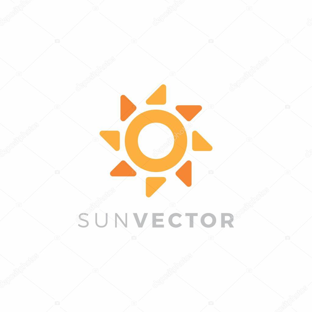 Solar energy logo design. Sun and solar panel abstract symbol. sun icon