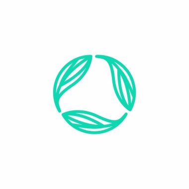 Geri dönüşüm işlemi yaprak düz logo tasarımı. organik simge