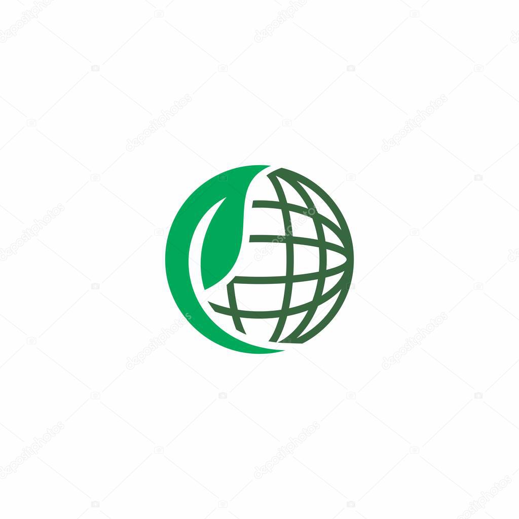 Green world logo or icon design template. leaf icon