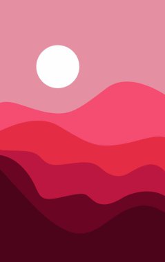 Soyut dağ ve eğimli ay