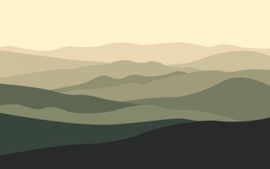 Dağlı manzara, manzara, doğa, dağ sırası, dağ sanatı tasarım vektörü