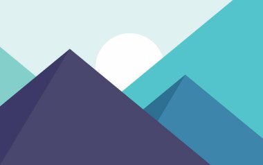 Güneş ve modern tasarım arka plan vektörü olan dağ