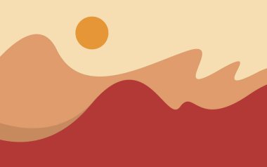 Güneş Arkaplan Tasarımlı Soyut Dağ. Geometrik Dağ Vektörü