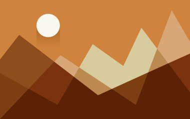 Geometrik Dağ Güneş Duvarı Sanat Tasarımı. Peyzaj Arkaplanı