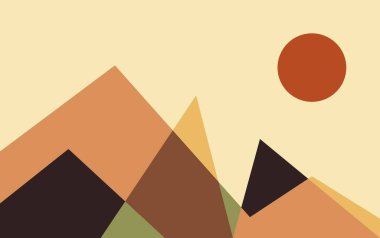 dağ manzarası ve güneş geometrik soyut arkaplan