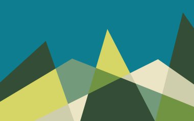 Dağlar soyut düz renk çizimi. Soyut basit peyzaj tasarımı. Renkli çoğalma tepeleri Tasarım