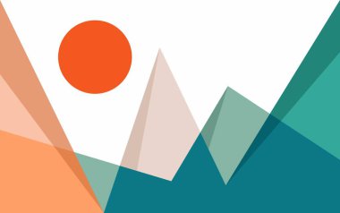 Dağlı ve güneşli soyut bir arka plan. vektör illüstrasyonu