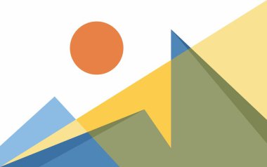 Soyut geometrik renkli dağ ve güneş arkaplanı