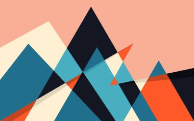 Dağ Soyut Duvar Sanatı Peyzaj Geometrik Tasarım Vektörü. Minimalist Poster Tasarımı