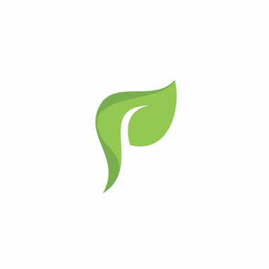 p harfi yaprak logo vektör tasarımı
