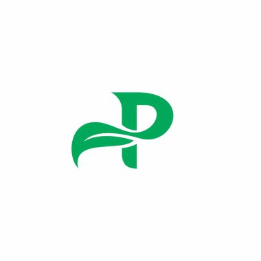 Yaprak logo tasarım vektörü ile P Harfi
