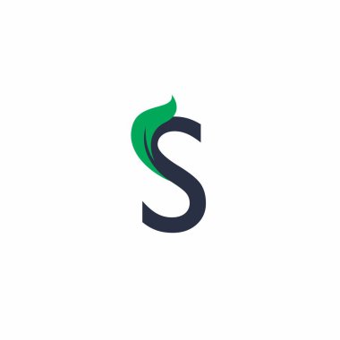 S harfi Yaprak Logosu Vektörü İllüstrasyonu