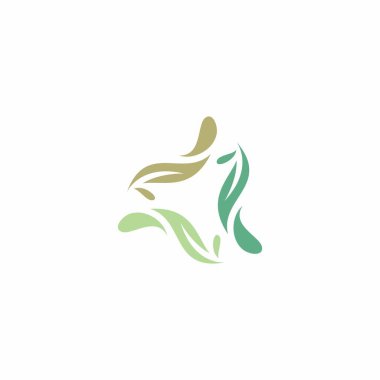 Çember Yeşil Yaprak Logo Şablonu. Organik Vektör