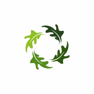 Çember Meşe Yaprağı Logosu Tasarımı. Meşe Simgesi Vektörü