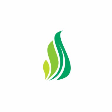 Düz stil üç yeşil yaprak ikonu. organik logo tasarımı