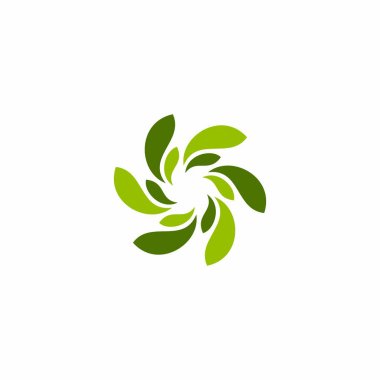 Çember Yaprak Logo Vektörü. Yuvarlak Simge Bırakır