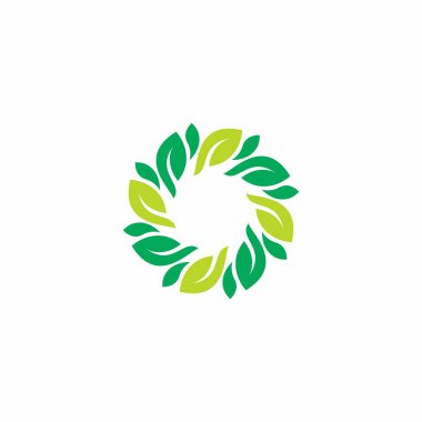 Yaprak Yuvarlak Logo Vektörü. Organik Yaprak Logosu Tasarımı