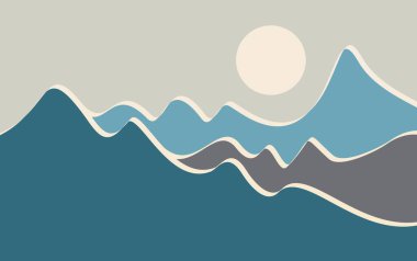 Mountain landscape at sunrise background.