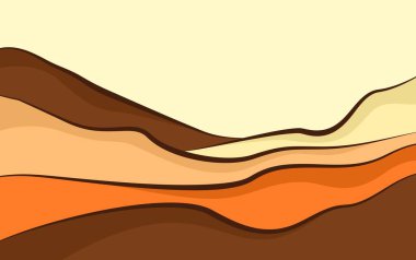Çöl manzarası düz vektör arka planı. Dağ Sanatı Vektörü