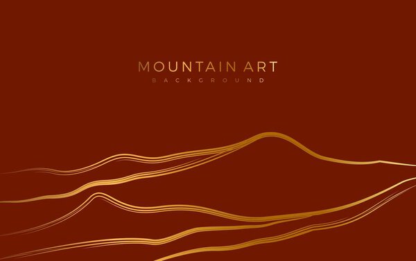 Гора с золотой линией художественного фона. Минимальная текстура фона пейзажа золотой линии.