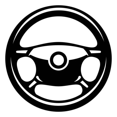 Araba direksiyonu tasarım şablonu olarak kullanılmak üzere tasarlandı. Tek renkli vektör görüntüsü.