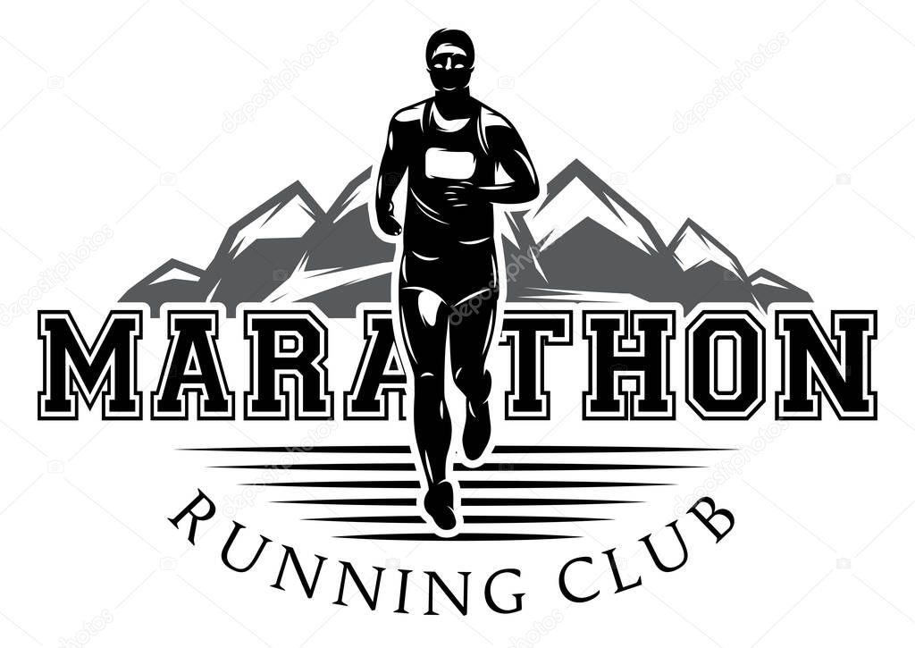 Vector template for design with Runner during a running marathon.
