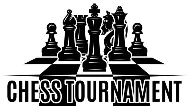 Satranç tahtasına yerleştirilen satrancın tasarımı için şık bir şablon. Tasarım için elementler kümesi.