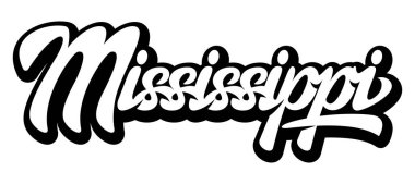 Mississippi Eyaleti. Kaligrafik monokrom vektör harfleri.