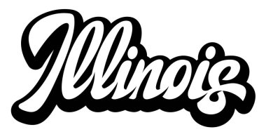Siyah beyaz Illinois kelimesinin zarif el yazısı tasarımı..