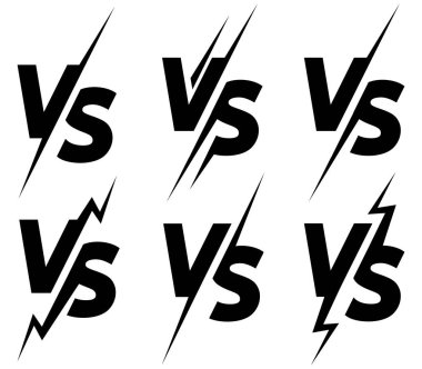 VS logosu için vektör monokrom şablonları kümesi.