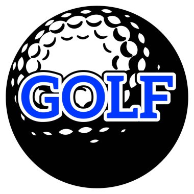 Üzerinde yazı olan golf topu. Arkaplan için vektör illüstrasyonu.