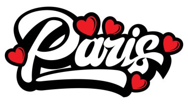 Kaligrafi yazıtları Paris. Vektör renk çizimi. Tasarım elementi.