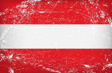 Tırmalanmış Avusturya bayrağı. Vektör renkli arkaplan.