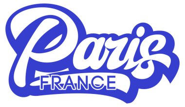 Paris 'te vektör kaligrafik yazı. Tek renkli resimler.